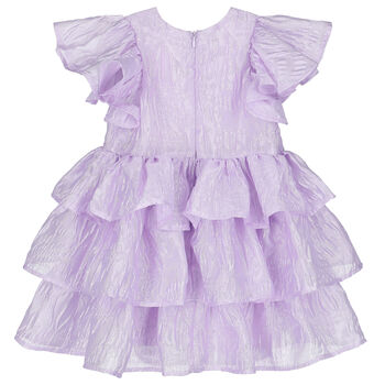 Girls Ruffle Layered Violet Dress